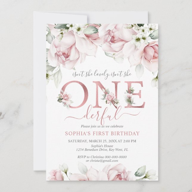 Convites Ela não é adorável, não é uma primeiro aniversario (Frente)