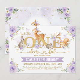 Convites Ela não é um primeiro aniversario Lilac Woodland d