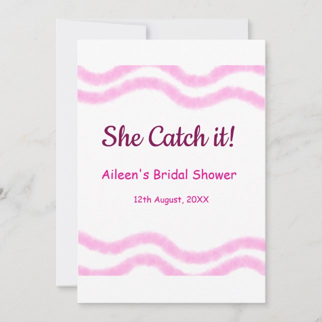 Convites Ela Pega isso linhas em espiral rosa aquarela noiv (Frente)