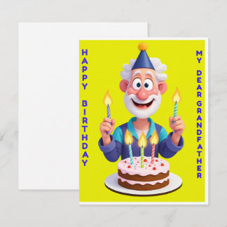 Convites Elderly Man Holds Birthday Cake