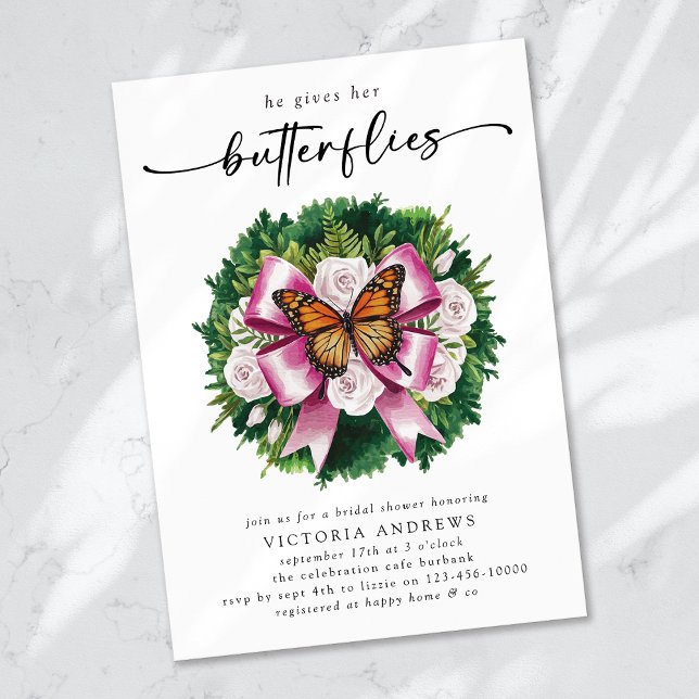 Convites Ele Dá-Lhe Chá de panela De Borboletas (Criador carregado)