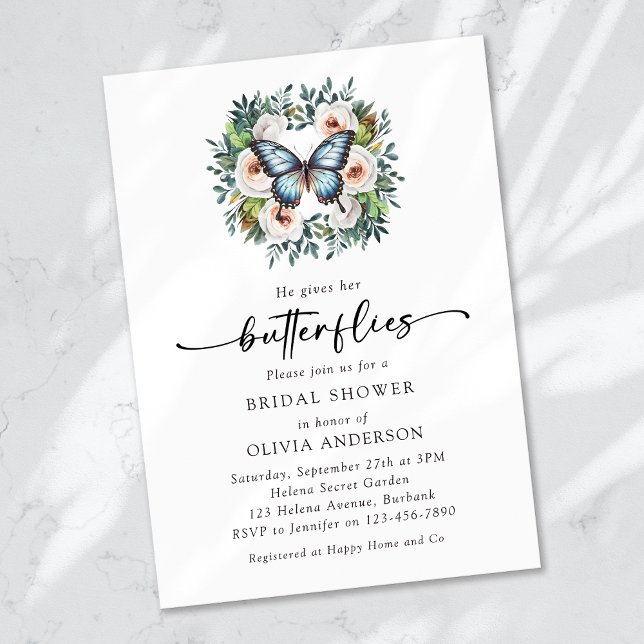 Convites Ele Dá-Lhe Chá de panela De Borboletas (Criador carregado)