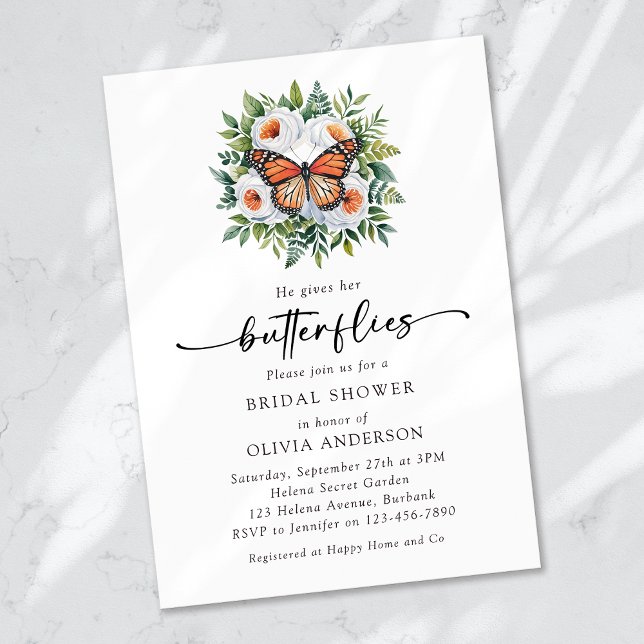 Convites Ele Dá-Lhe Chá de panela De Borboletas (Criador carregado)