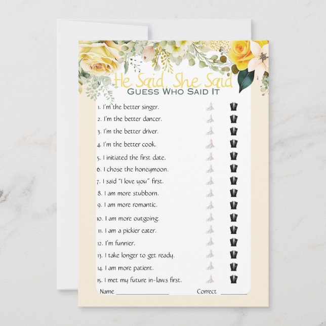 Convites Ele Disse Que Disse Jogo De Chá de panela (Frente)