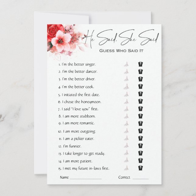 Convites Ele Disse Que Disse Jogo De Chá de panela (Frente)