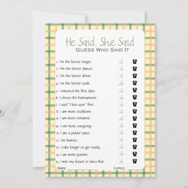 Convites Ele Disse Que Disse Jogo De Chá de panela (Frente)