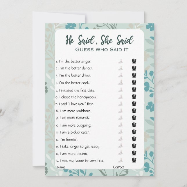 Convites Ele Disse Que Disse Jogo De Chá de panela (Frente)