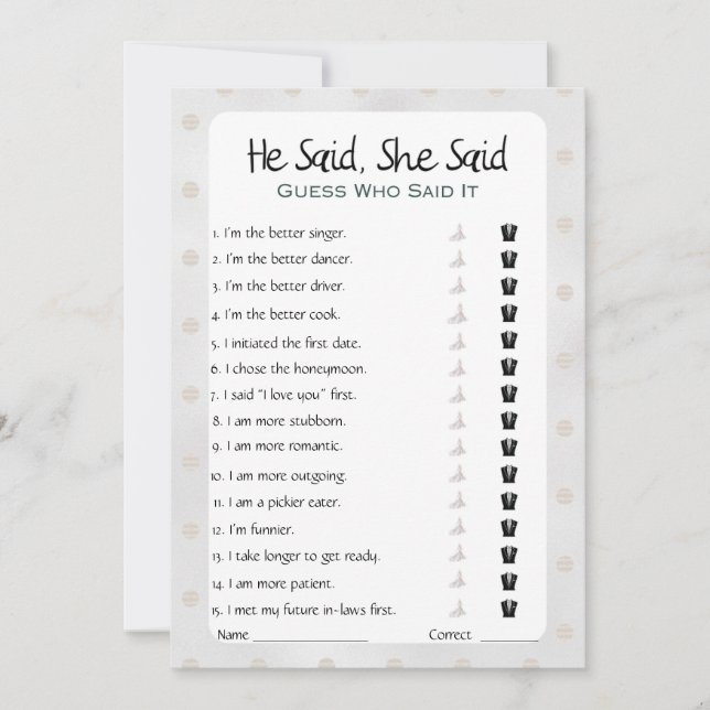 Convites Ele Disse Que Disse Jogo De Chá de panela (Frente)