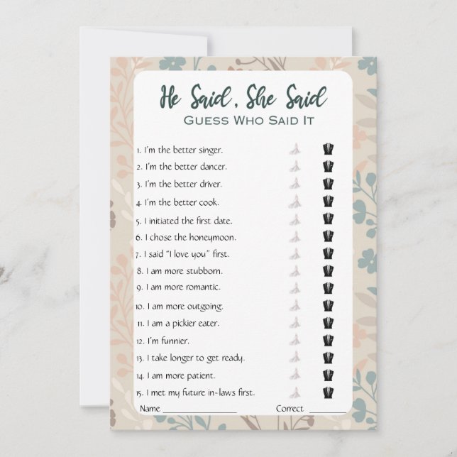 Convites Ele Disse Que Disse Jogo De Chá de panela (Frente)