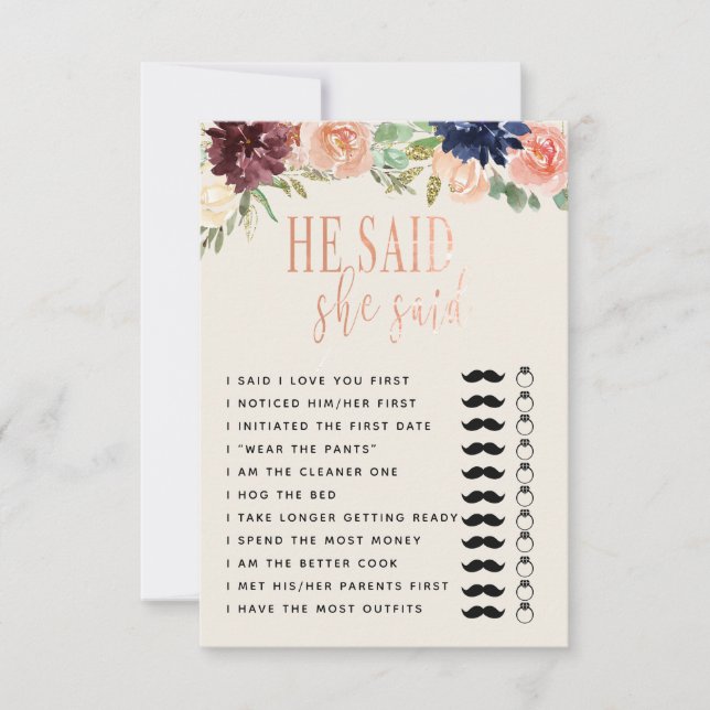 Convites Ele disse que ela disse: "Cópia do Jogo de Casamen (Frente)