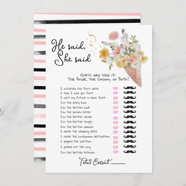 Convites Ele disse que ela disse que jogava Chá de panela (Frente/Verso)