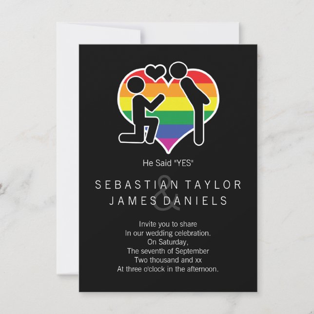 Convites Ele Disse Sim Sr. E Sr. Proposta Gay Wedding (Frente)