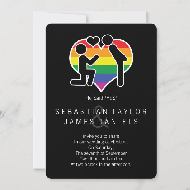 Convites Ele Disse Sim Sr. E Sr. Proposta Gay Wedding (Frente)