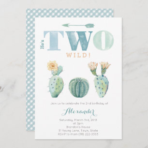 Convites Ele é duas festas de cacto segundo aniversário sel