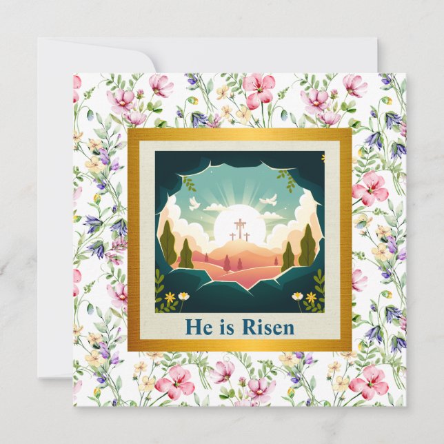 Convites Ele é Risen e Celebração da Ressurreição domingo (Frente)