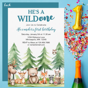 Convites Ele é um primeiro aniversario selvagem - Animais d