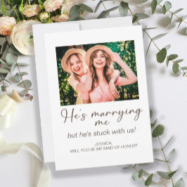 Convites Ele está casando comigo preso com a nossa foto de 