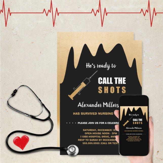 Convites Ele está pronto para chamar a enfermeira Shots. (Criador carregado)