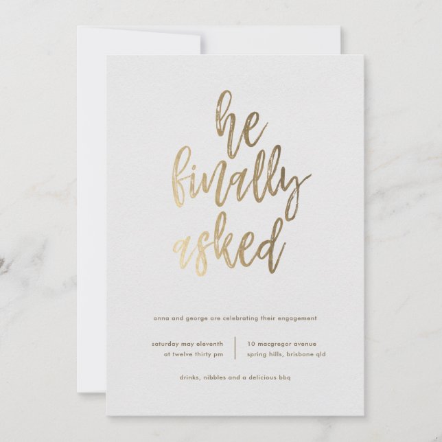 Convites Ele Finalmente Pediu Festa de noivado (Frente)