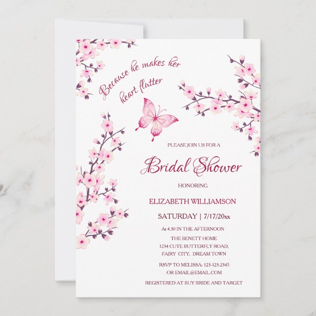 Convites Ele Lhe Dá Borboletas | Chá de panela De Código Qr (Frente)