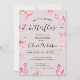 Convites Ele lhe dá Chá de panela de Borboletas
