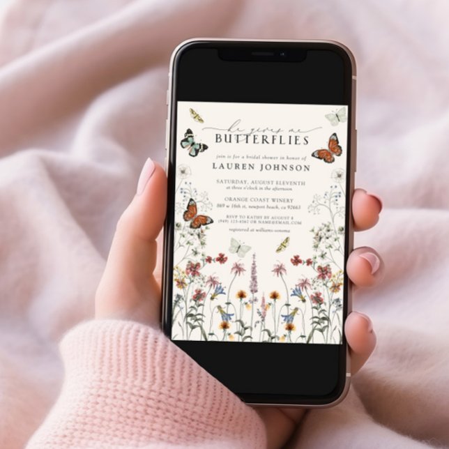 Convites Ele Me Dá Borboletas Boho Chá de panela (Criador carregado)