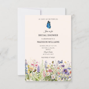 Convites Ele Me Dá Borboletas Chá de panela de flores silve