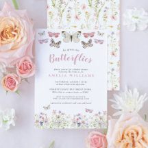 Ele Me Dá Borboletas Chá de panela Floral Rosa