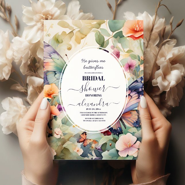 Convites Ele Me Dá Borboletas Púrpura Chá de panela (Criador carregado)