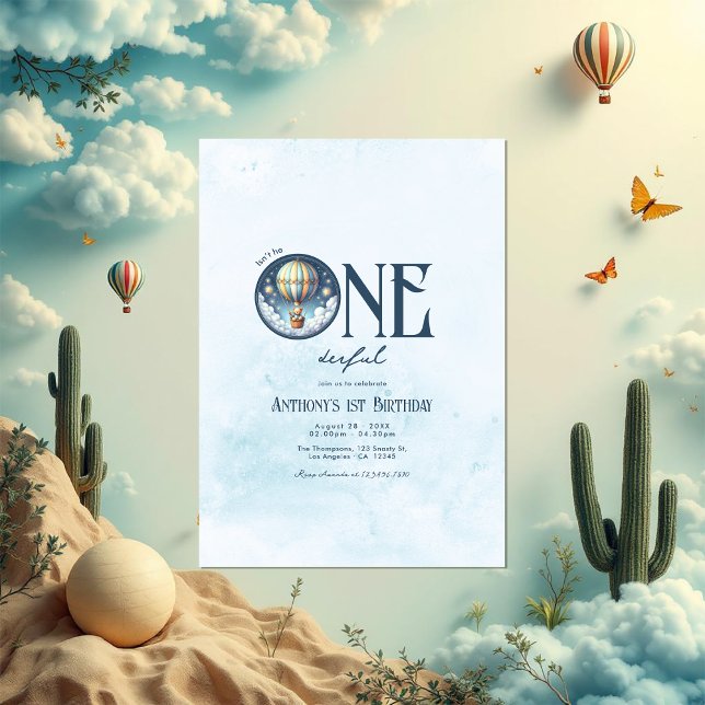 Convites Ele não é um primeiro aniversario maravilhoso? (Isn’t He ONEderful 1st Birthday Party Invitation)