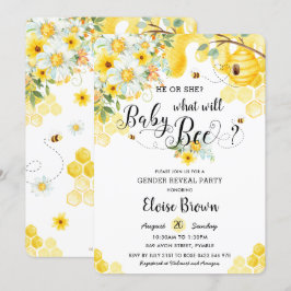 Convites Ele ou Ela Abelhas Festa Amarelo de Sexo Floral