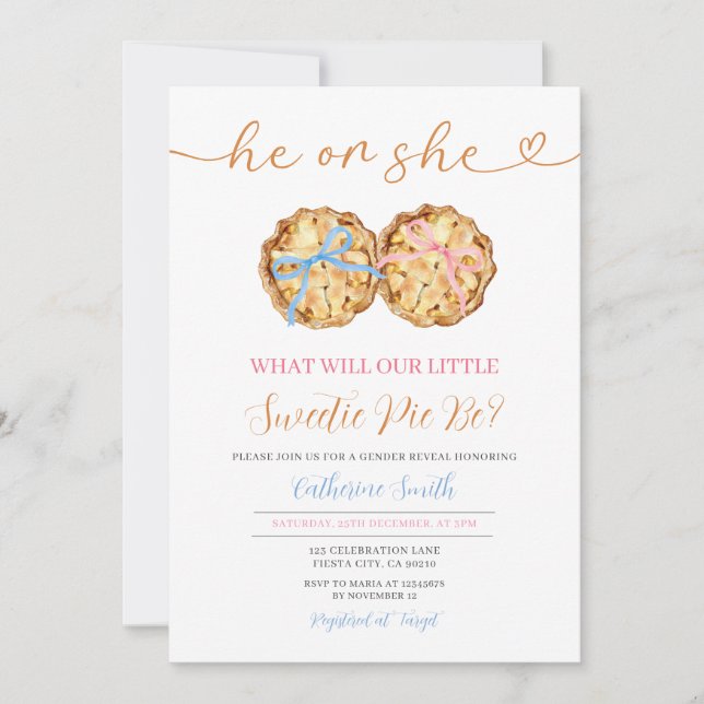 Convites Ele ou Ela Arco Pumpkin Pie Gender Reveal Gingham (Frente)