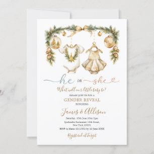 Convites Ele ou Ela Bebê Clothe Dourada Revelação de Sexo d