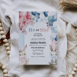 Convites Ele ou Ela Coelhinho Revelam Chá de fraldas