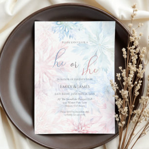 Convites Ele ou Ela Inverno Floco de Neve Azul Rosa Floco d