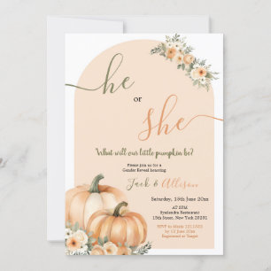 Convites Ele ou Ela Pumpkin Laranja Queda Revelação de Gêne