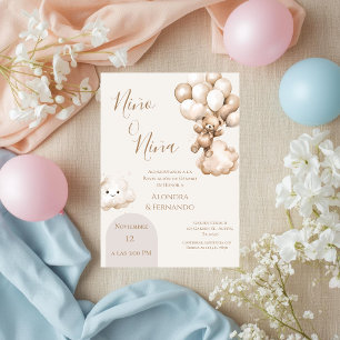 Convites Ele ou Ela Teddy Bear com Balões Sexo Revelação I