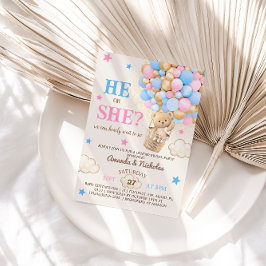 Convites Ele ou Ela Teddy Bear Hot Air Balloon