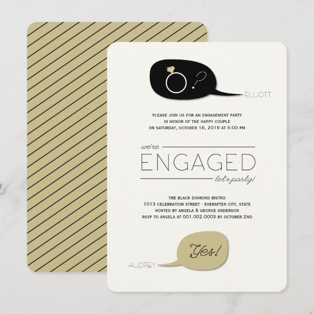 Convites Ele Perguntou E Ela Disse Sim! Festa de noivado (Frente/Verso)