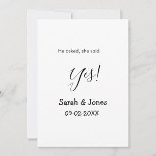 Convites Ele perguntou ela disse sim noivado simples minima