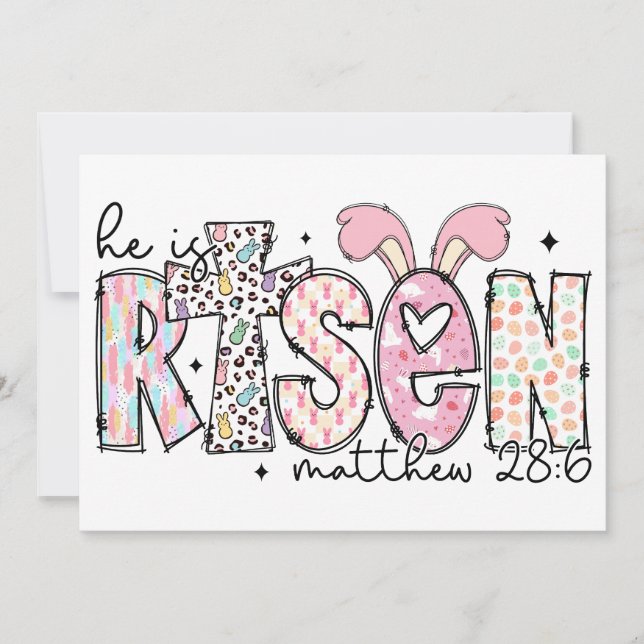 Convites Ele ressuscitou a páscoa cristã feliz Jesus Deus a (Frente)