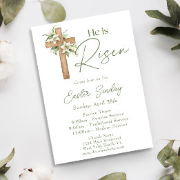 Convites Ele Ressuscitou Cruz Floral da Igreja no Domingo d