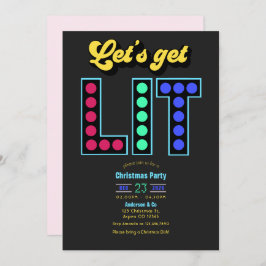 Convites Electric Cranberry Get Lit Retro Christmas Party