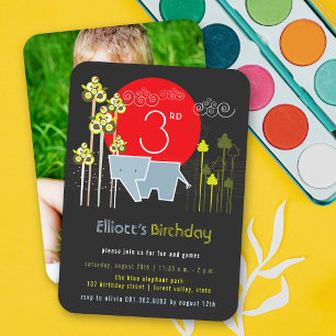 Convites Elefante Azul na Festa de Aniversário do Menino na