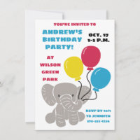 Elefante Bebê com Festa de aniversário de Balões