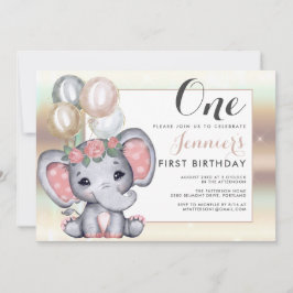 Convites Elefante Bebê Floral Fofo Com Balões