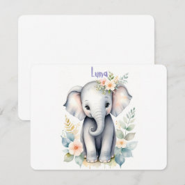 Convites Elefante Bebê Florido