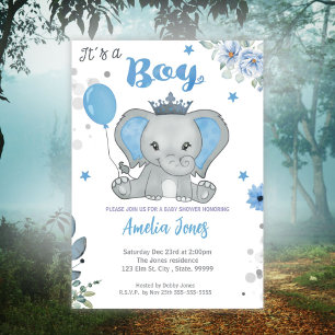 Convites Elefante Chá de fraldas Boy