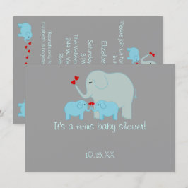 Convites Elefante Chá de fraldas Twin Boys