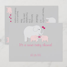 Convites Elefante Chá de fraldas Twin Girls
